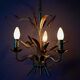 Vintage wheat spike chandelier in gold metal, 3 lights, 1970s Hollywood Regency.