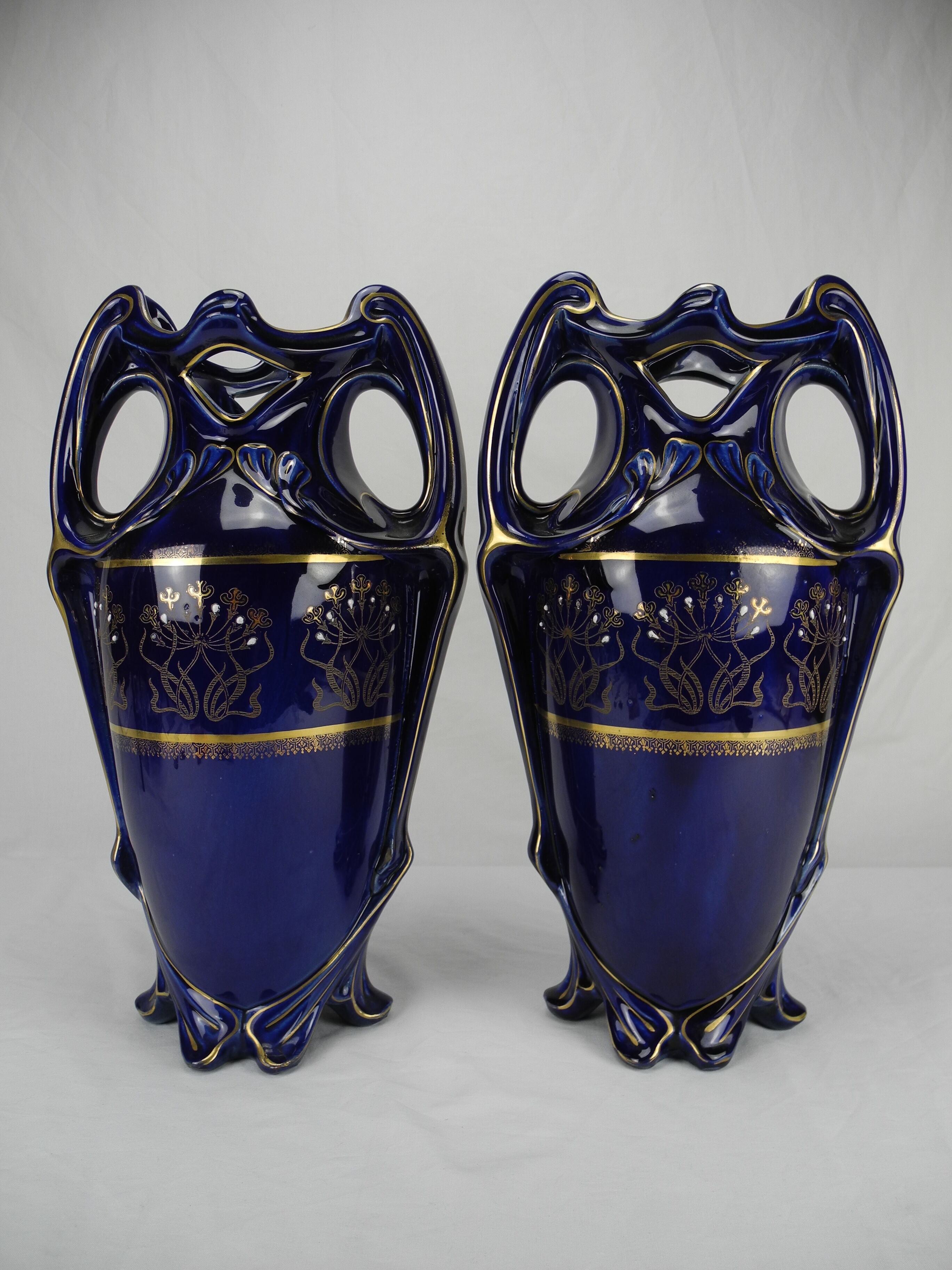 Lunéville Keller old french mantelpiece vases planter 19th