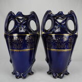 Lunéville Keller old french mantelpiece vases planter 19th