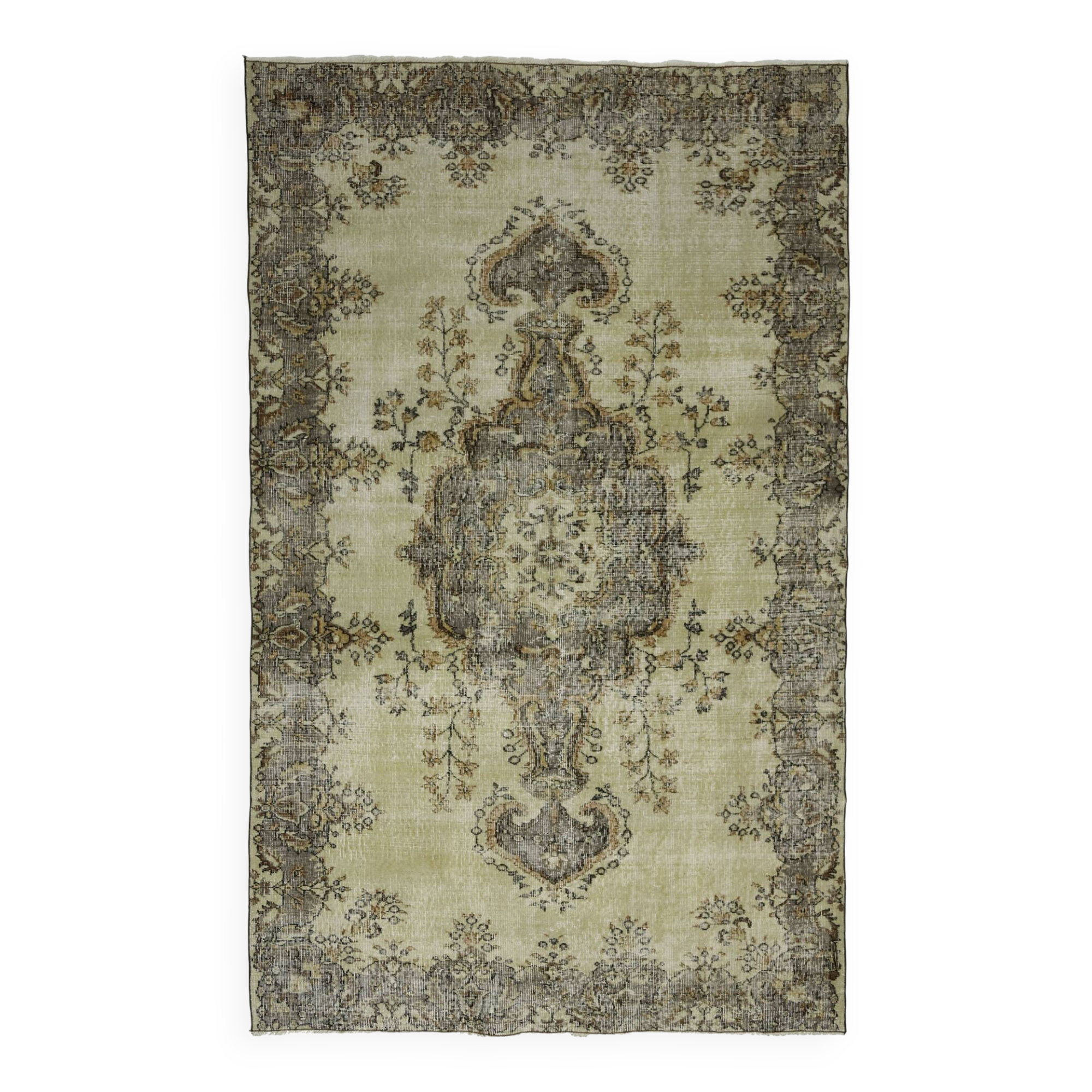 One-of-a-kind turkish handwoven vintage rug - rustic vintage charm 265x 166