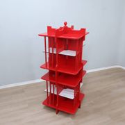 Modular Italian red lacquered solid wood bookshelf, 1960s