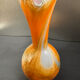 Marbled orange and white glass vase with applied handle – Art Deco
