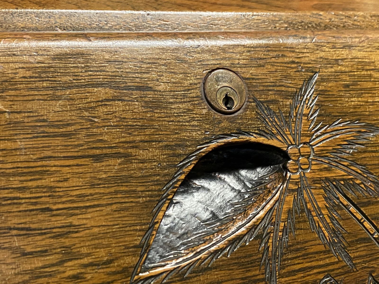 Asian-style teak secretary, 1970s manufacturing