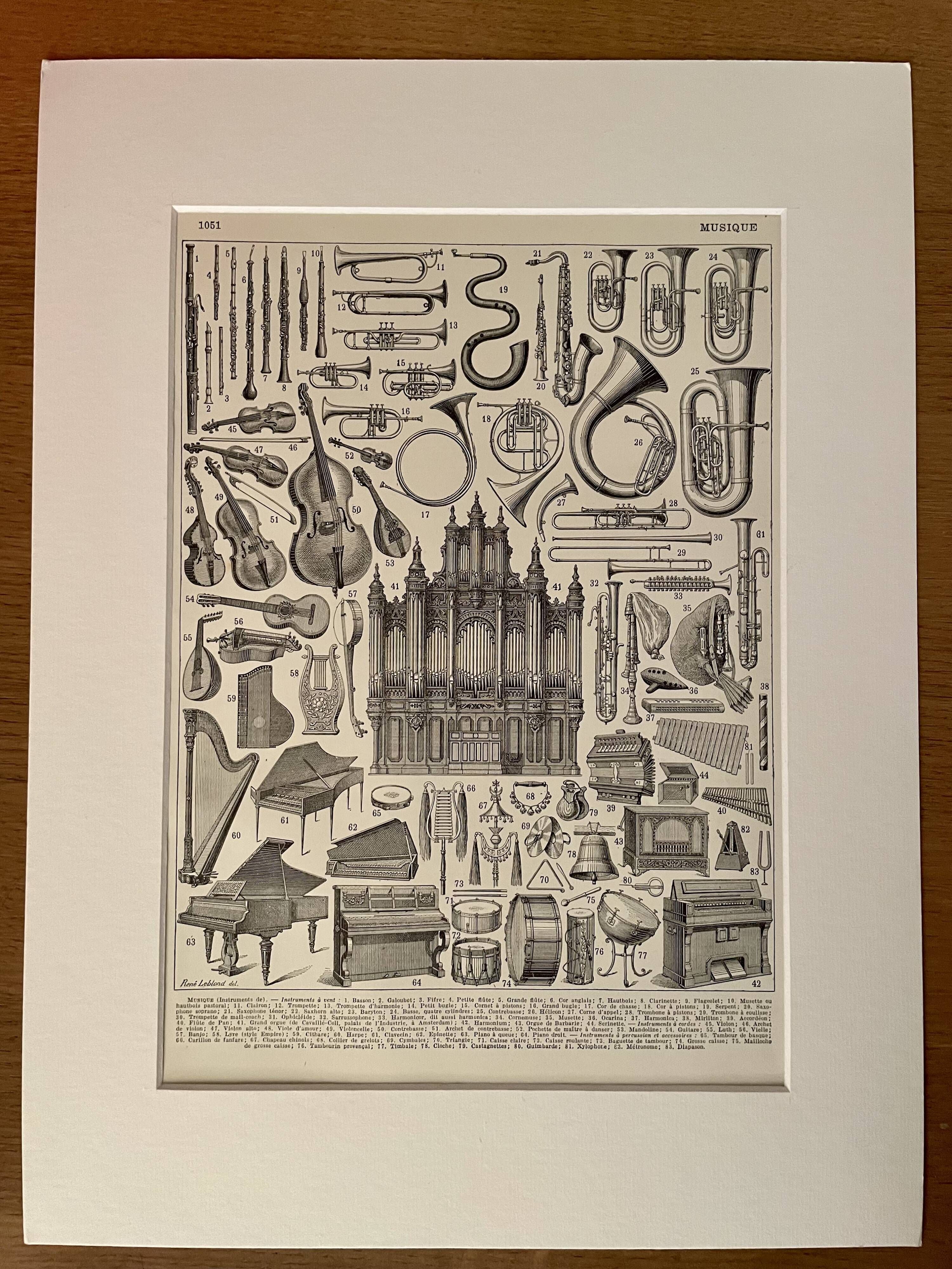 Lithographie sur les instruments de musique - 1920