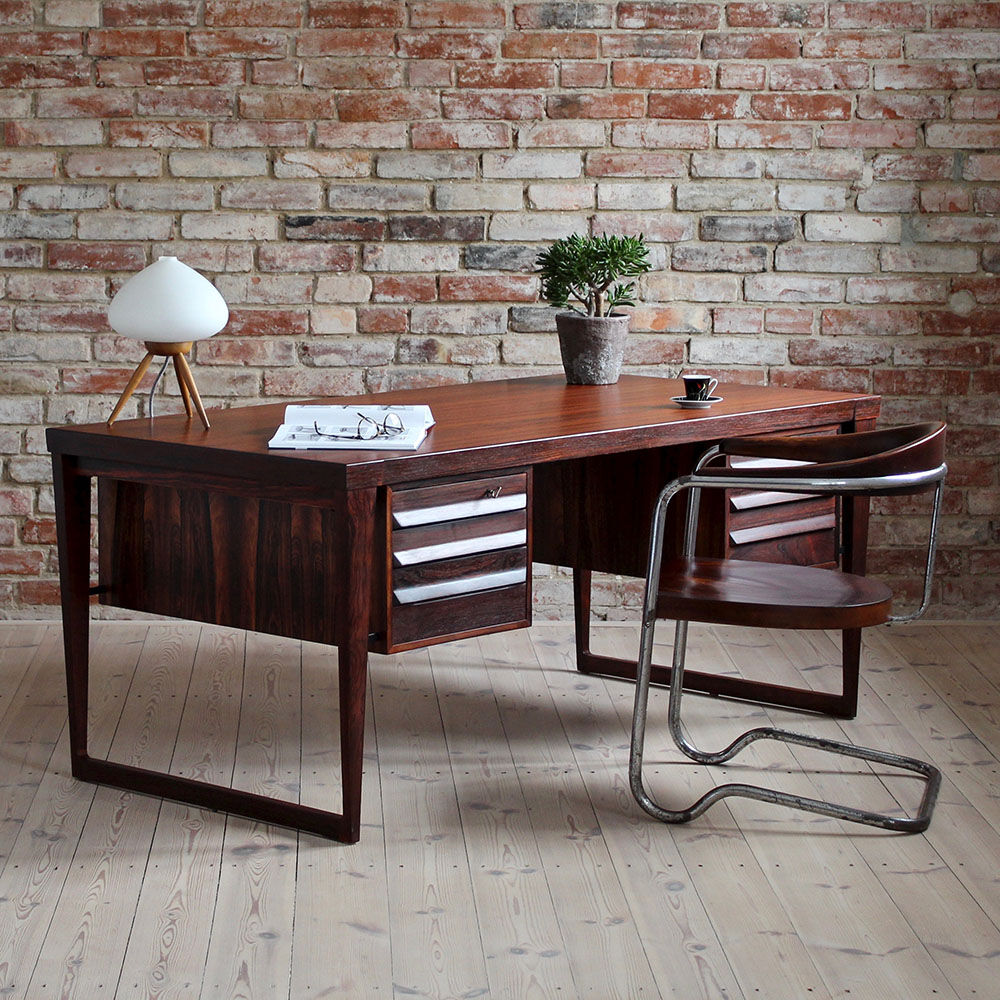Mid-Century Modern Rosewood Executive Desk by Kai Kristiansen, Model 70, 1950s
