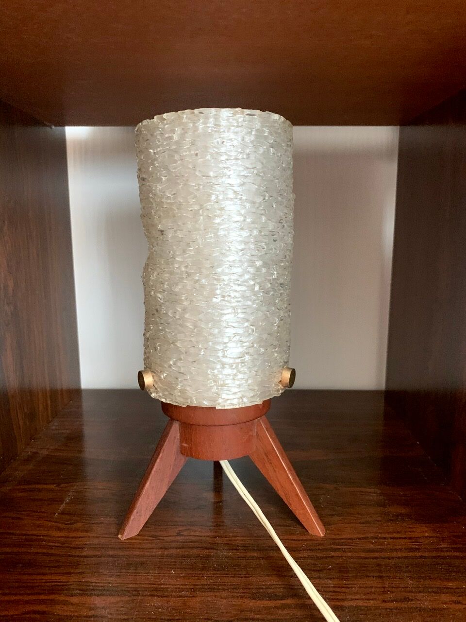 Scandinavian style tripod table lamp in teak by Arlus circa 50's/ 60