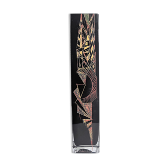 Cubist vase a Riecke in black colored glass -50 cm