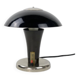 Vintage Bauhaus bedside lamp in brown bakelite and chrome, 1930s