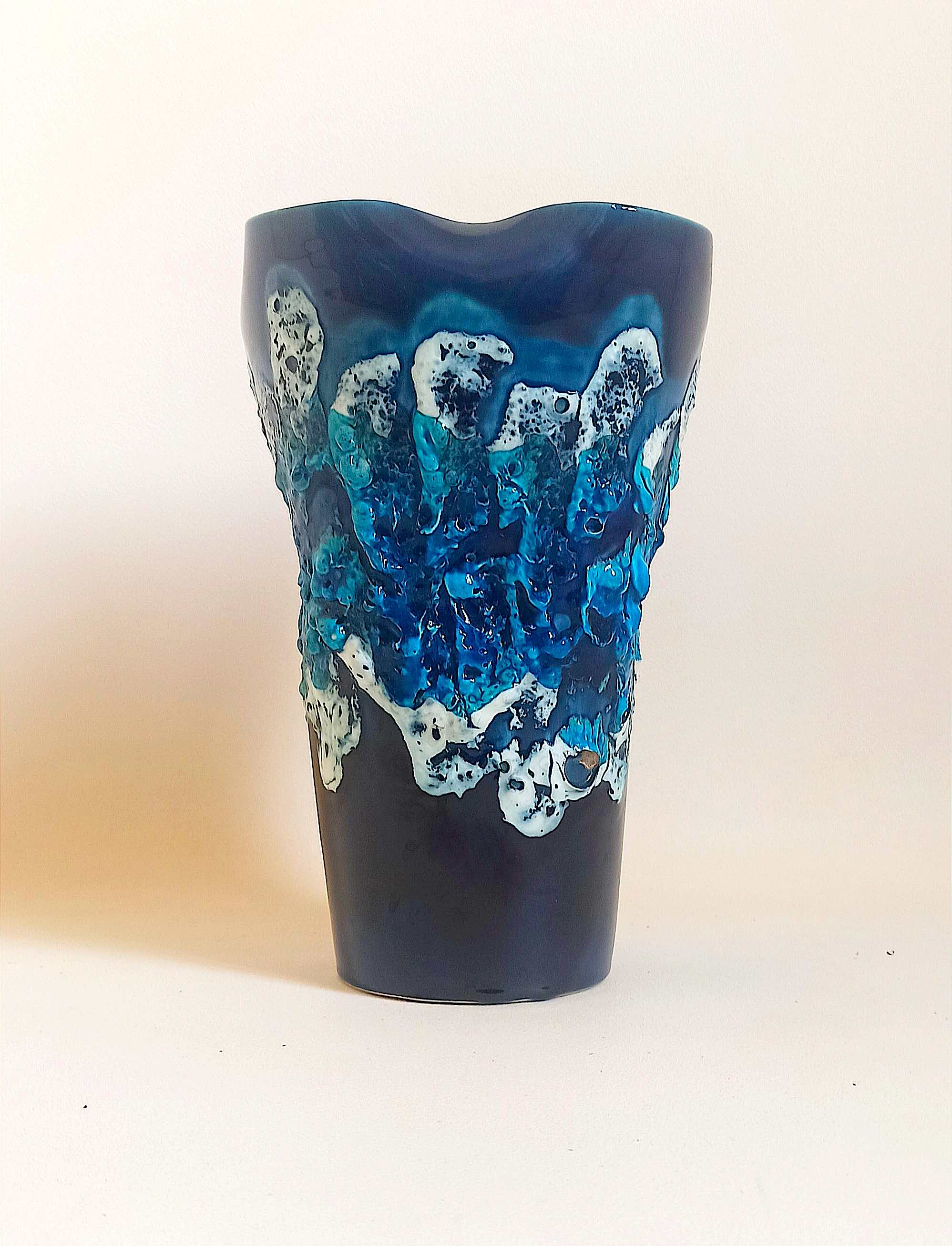 Vase Fat Lava Vallauris Ecume des Mers Height 25,5 cm