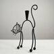 Black Painted Metal Cat Candle Holder by Gunnar Ander for Ystad-Metall, Sweden, 1950s–60s