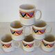 6 vintage Mobil ceramic mugs