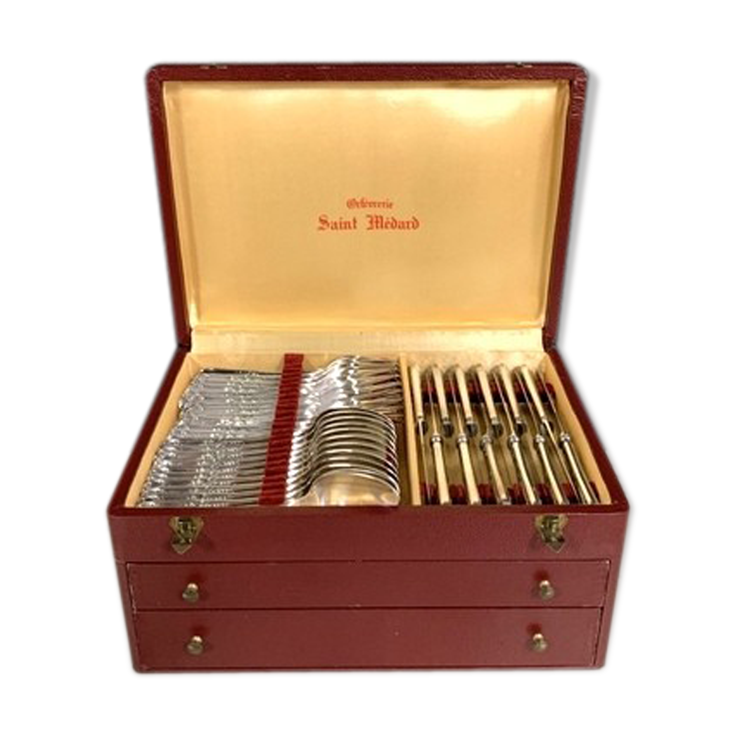 Silver metal cutlery of the silversmith Saint Medard