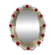 Venetian Murano Glass Oval Red Floral Wall Mirror – Hand-Carved Italian Art