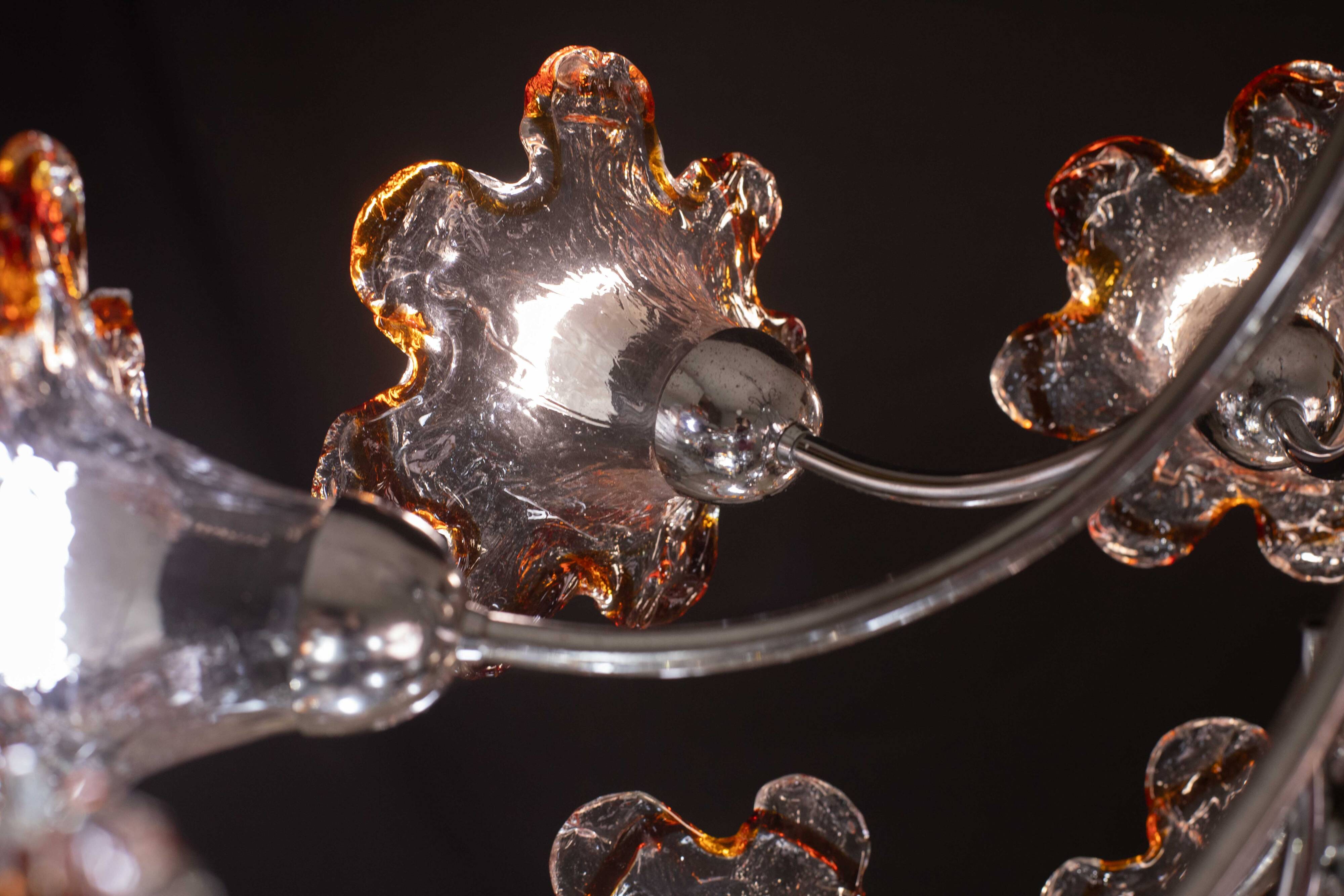 Murano Multicolor Sputnik Flowers Chandelier by Mazzega, 1970s