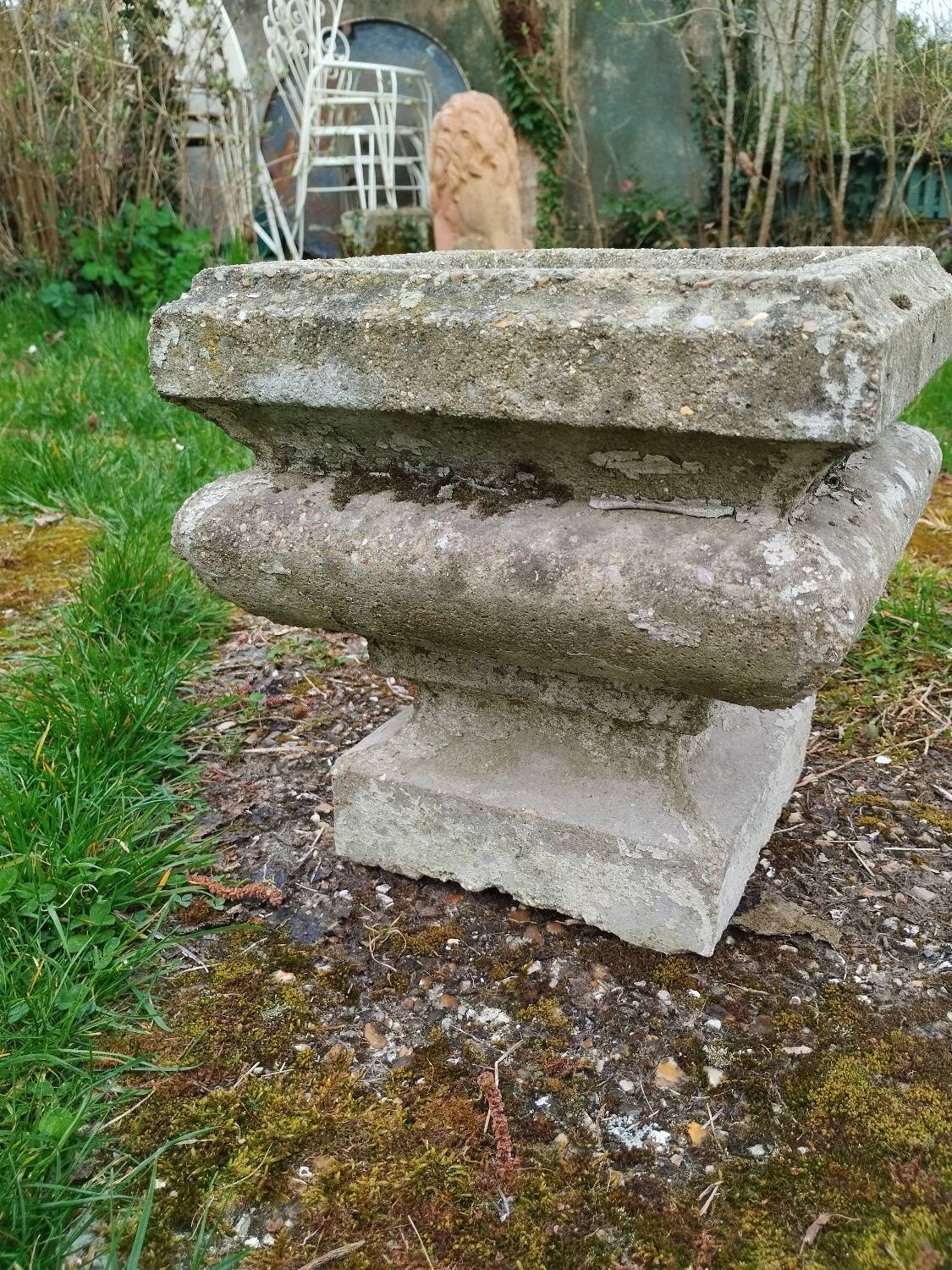Pair of vintage antique stone Medici planters