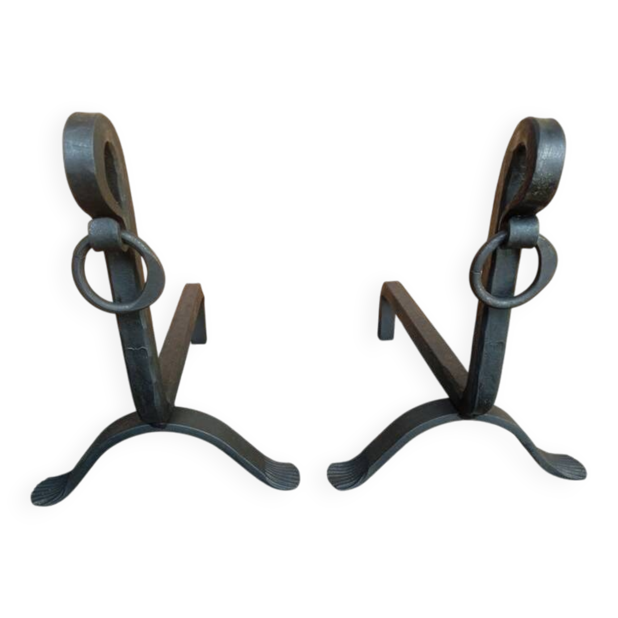 Pair of modernist andirons from the 1930s/40s