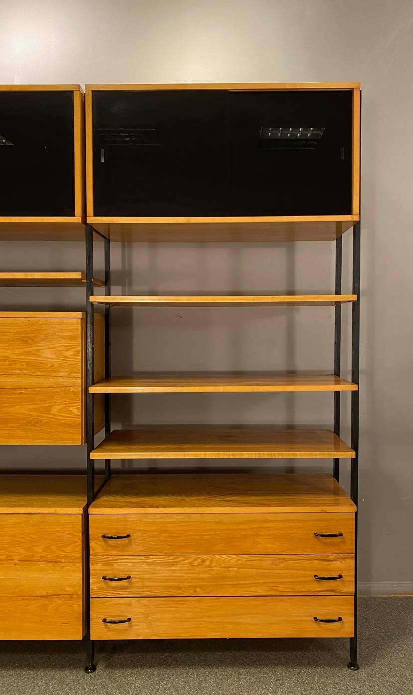 Modular bookcase with vintage wardrobe 60