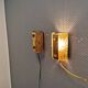 A pair of wall lights with brass-colored suspension with thick pressed glass. Vitrika, Denmark