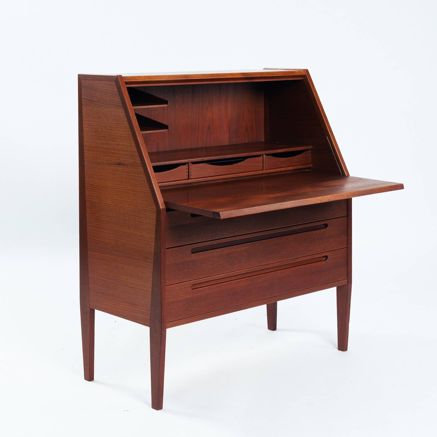 Kai Kristiansen model 63 desk teak secretaire with vanity mirror, 1960s