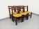 Set of 6 vintage brutalist chairs in solid oak and straw