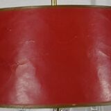 Brass bouillotte lamp with red lampshade, Louis XVI – XXth style