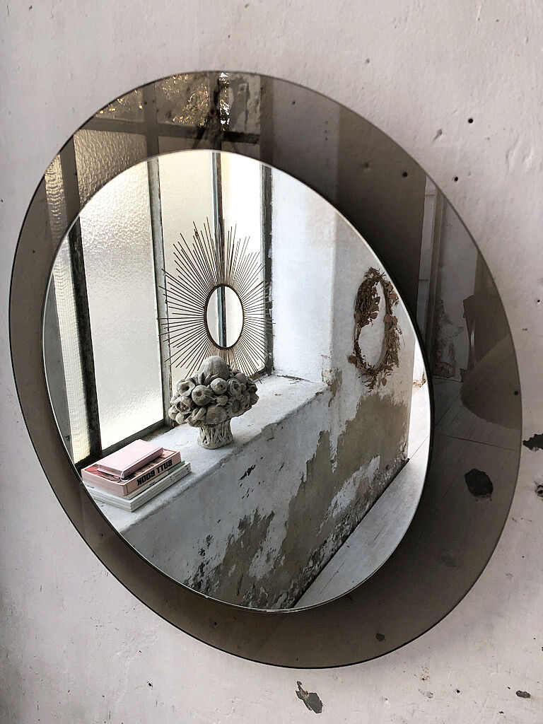 Smoked round design mirror Veca Italy