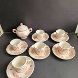 Service à café HB Quimper rose et orange vintage