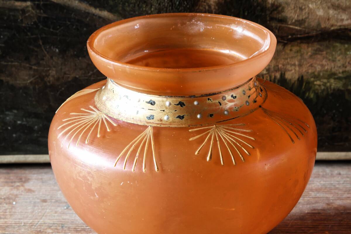 Art Deco enamelled blown glass vase