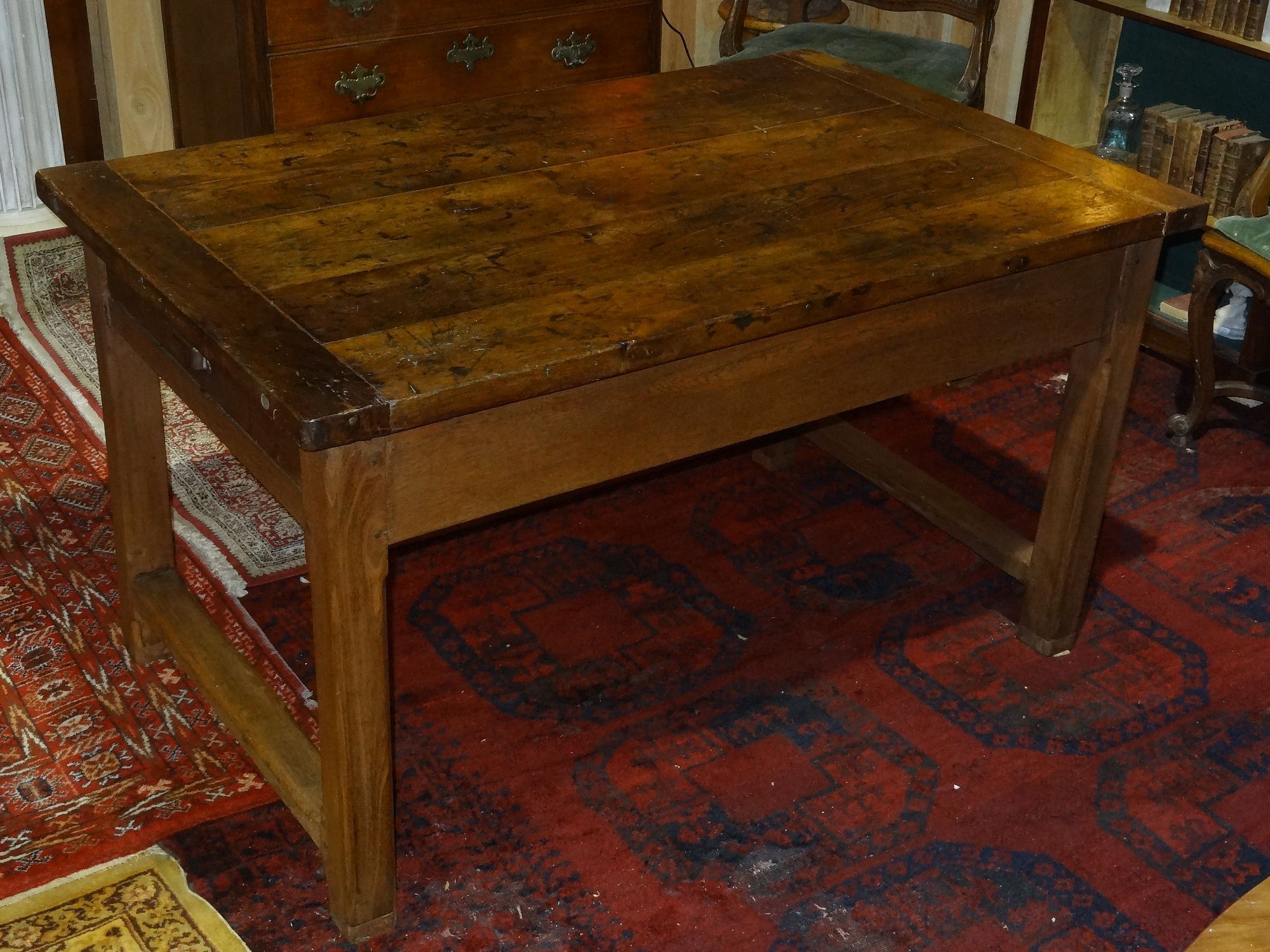 Nineteenth century farmhouse table in natural oak wood 140 x 90 cm