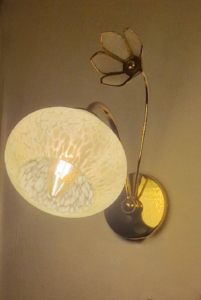 Clichy glass and mother-of-pearl flower wall lights