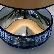 Large Italian Table Lamp with Hammered Glasses, 1970s