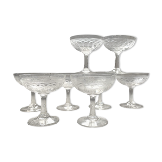 Set of 8 antique champagne glasses
