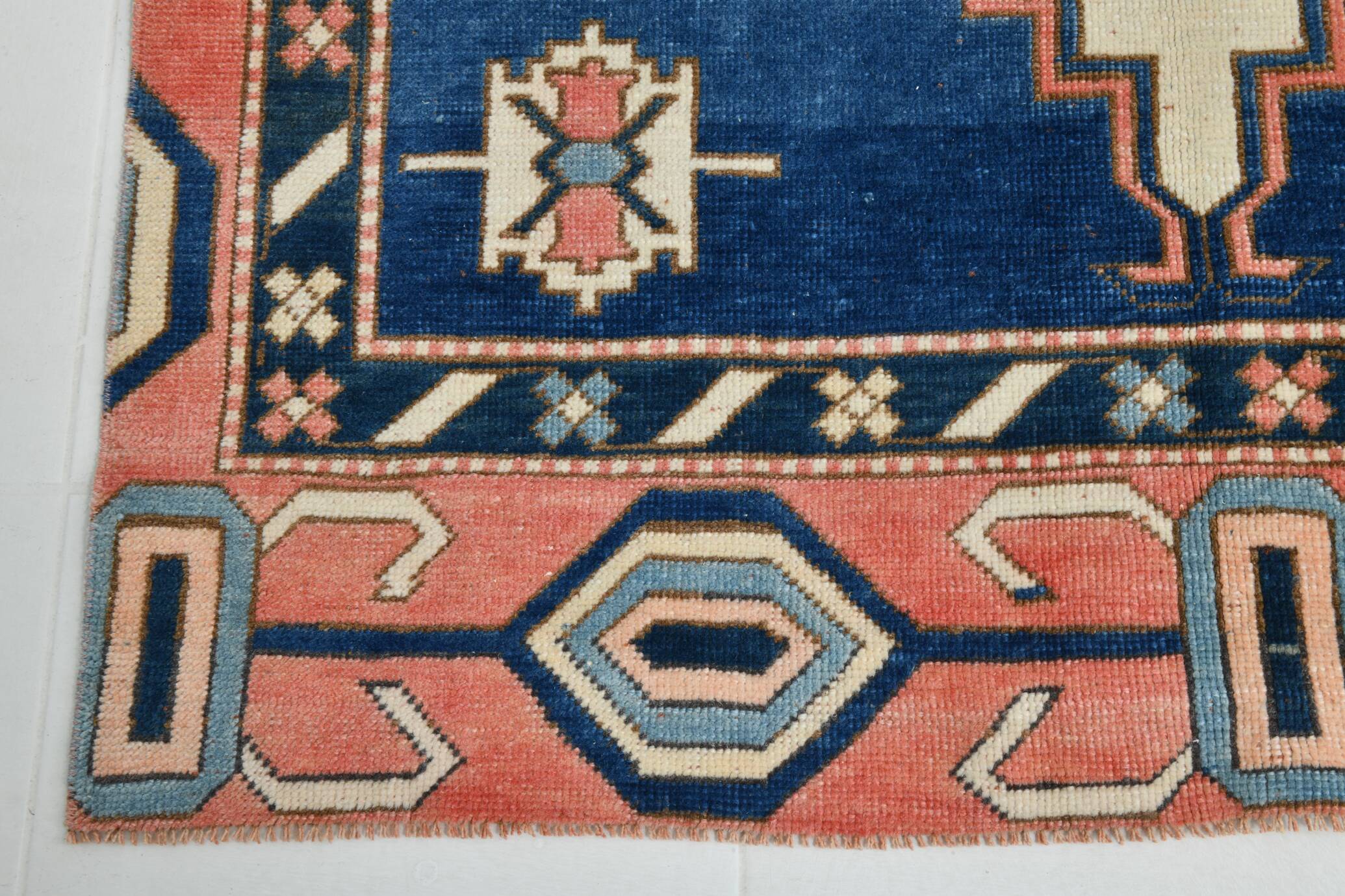 128x265 Cm Blue Vintage Area Rug, Rare Style Rug