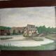 Oil on cardboard early 20th century water mill baguette frame