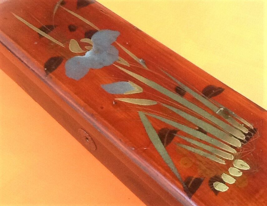 Boite, coffret à gants Fudako Japon, bois laqué décor japonisant, années 1930