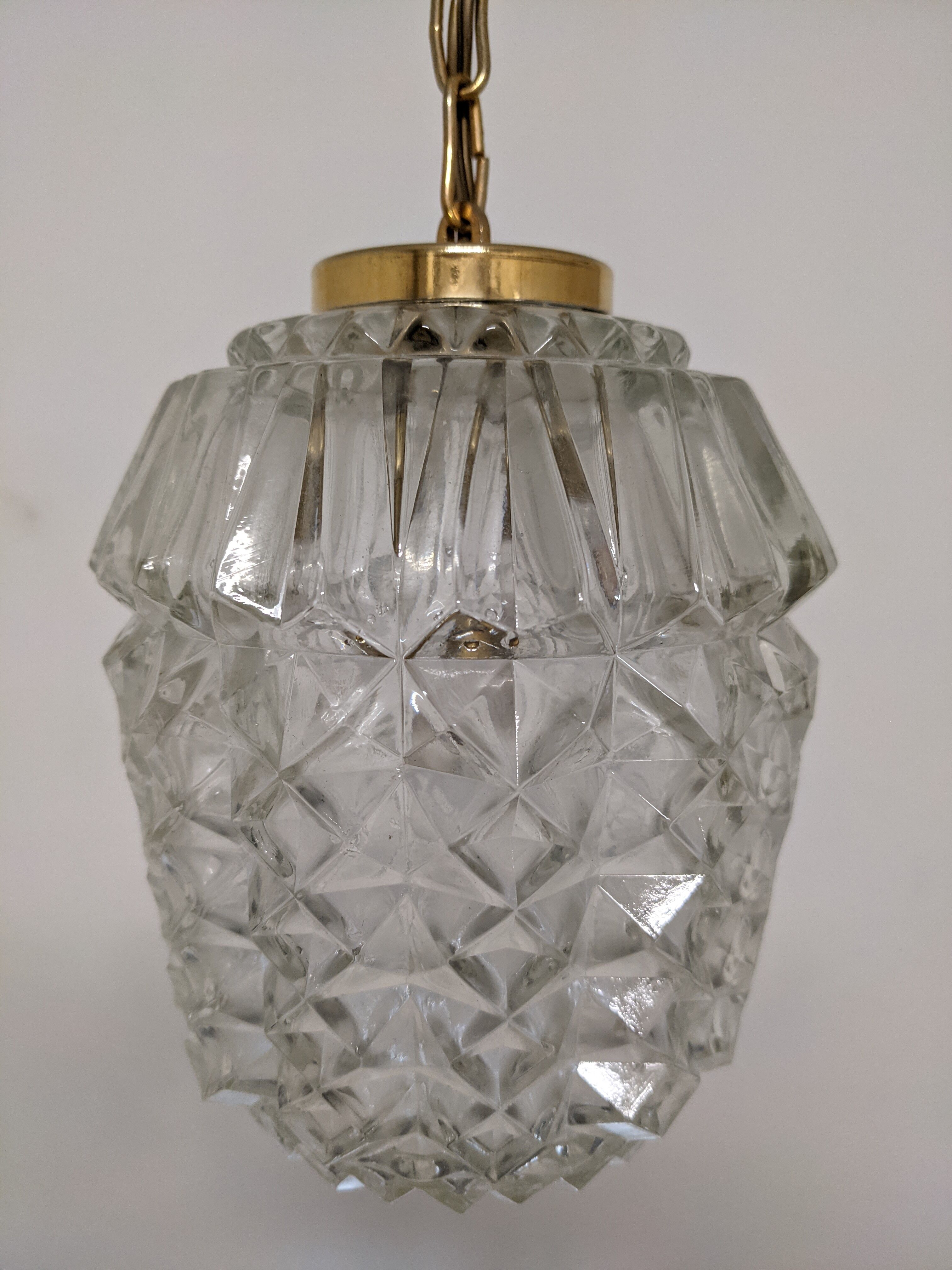 Vintage molded glass pendant lamp from the 50s/60s
