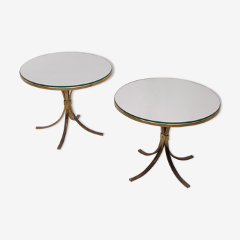 Pair of Brass & Mirror Side Tables by Vereinigte Werkstätten München, 1960s