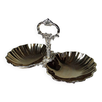Double old metal gilded shell server vintage 50-70
