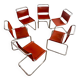 Lot 6 tubular chairs S33 design Mart Stam vintage cognac leather from the 70s