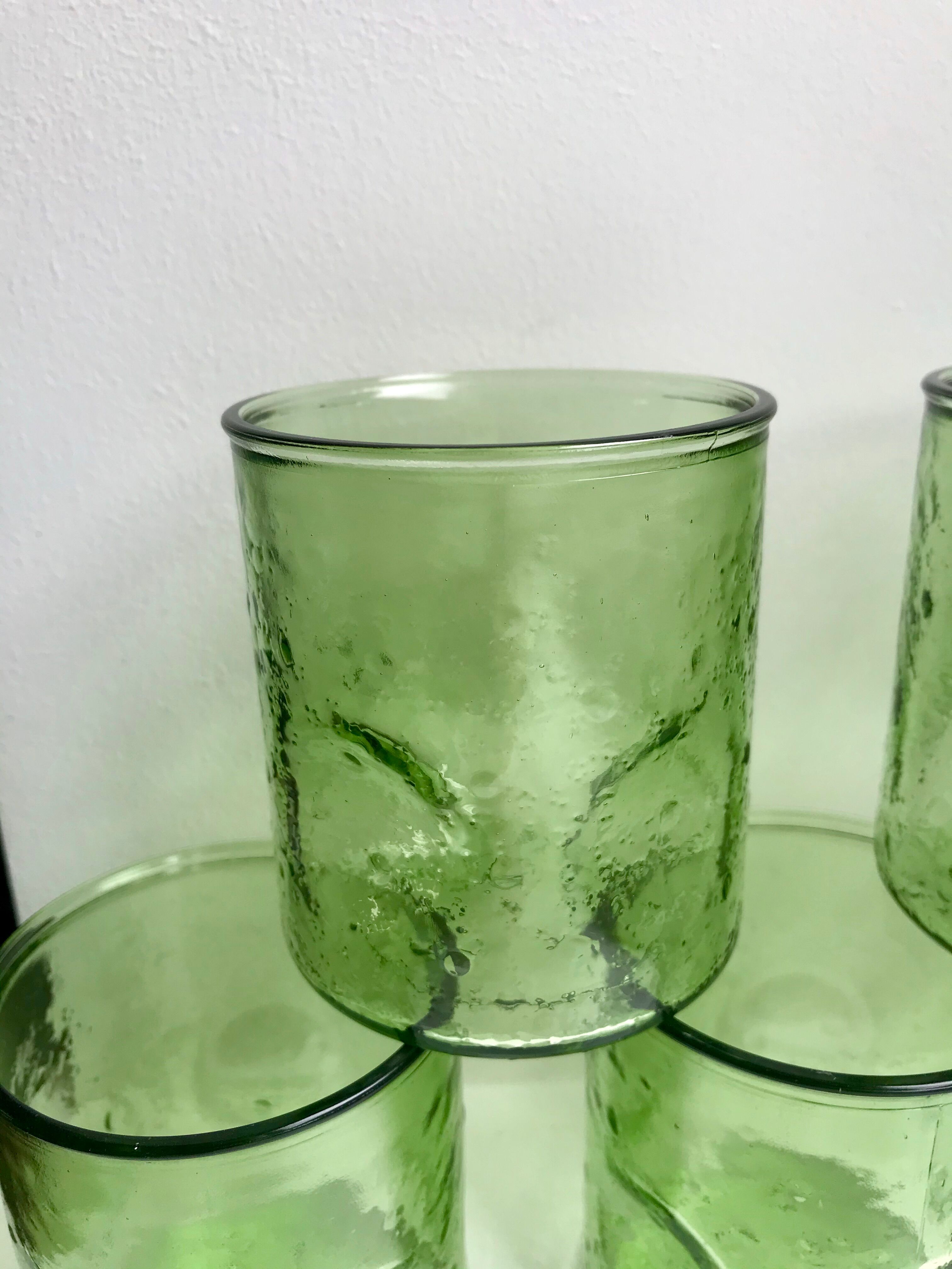 Set of 5 glasses bubbled glass style biot years 60-70