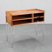 1960s Danish teak shelf cabinet with chrome plated legs