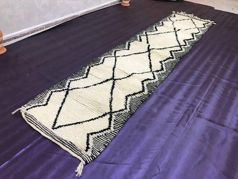 Handmade pure wool traditional hallway rug size 75/300 cm
