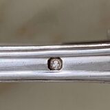 Silver asparagus tongs with Minerva hallmark, 19th century