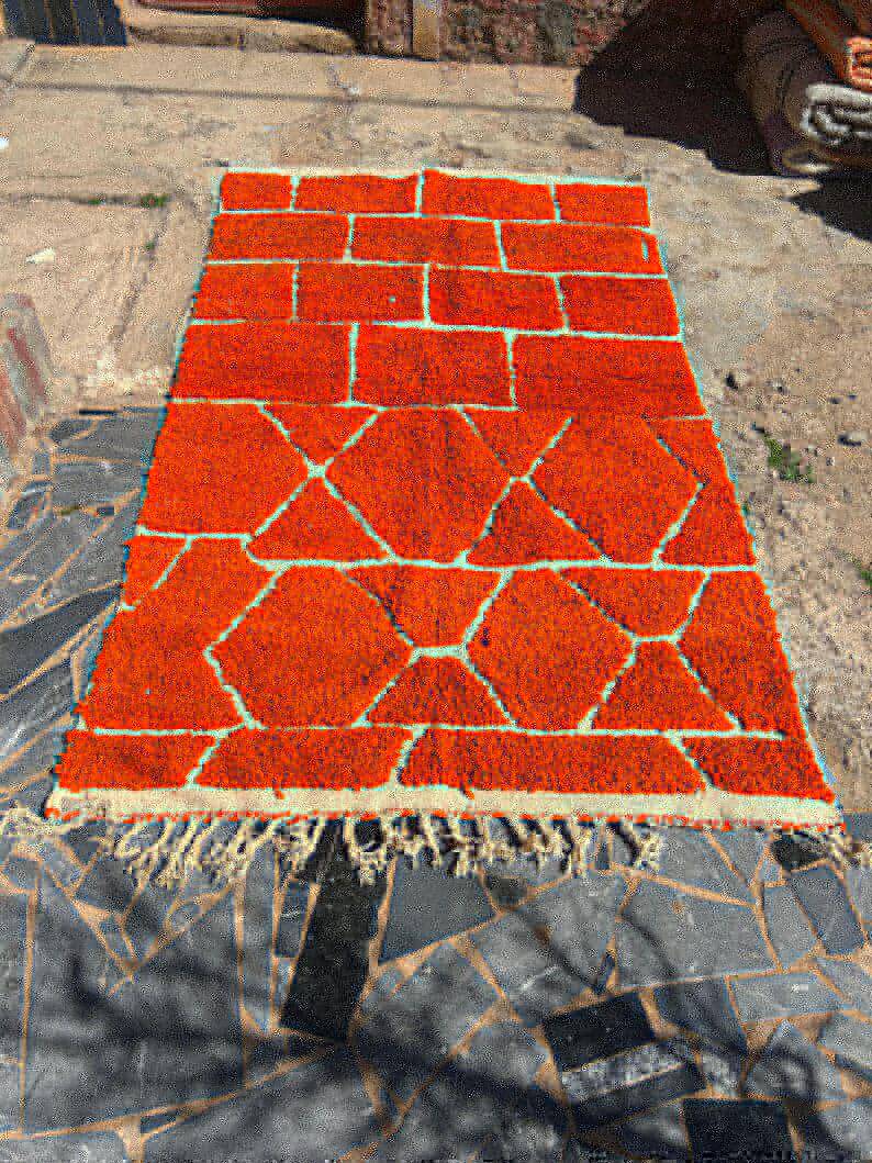 Tapis bérbere orange artisanal 200cmx300cm