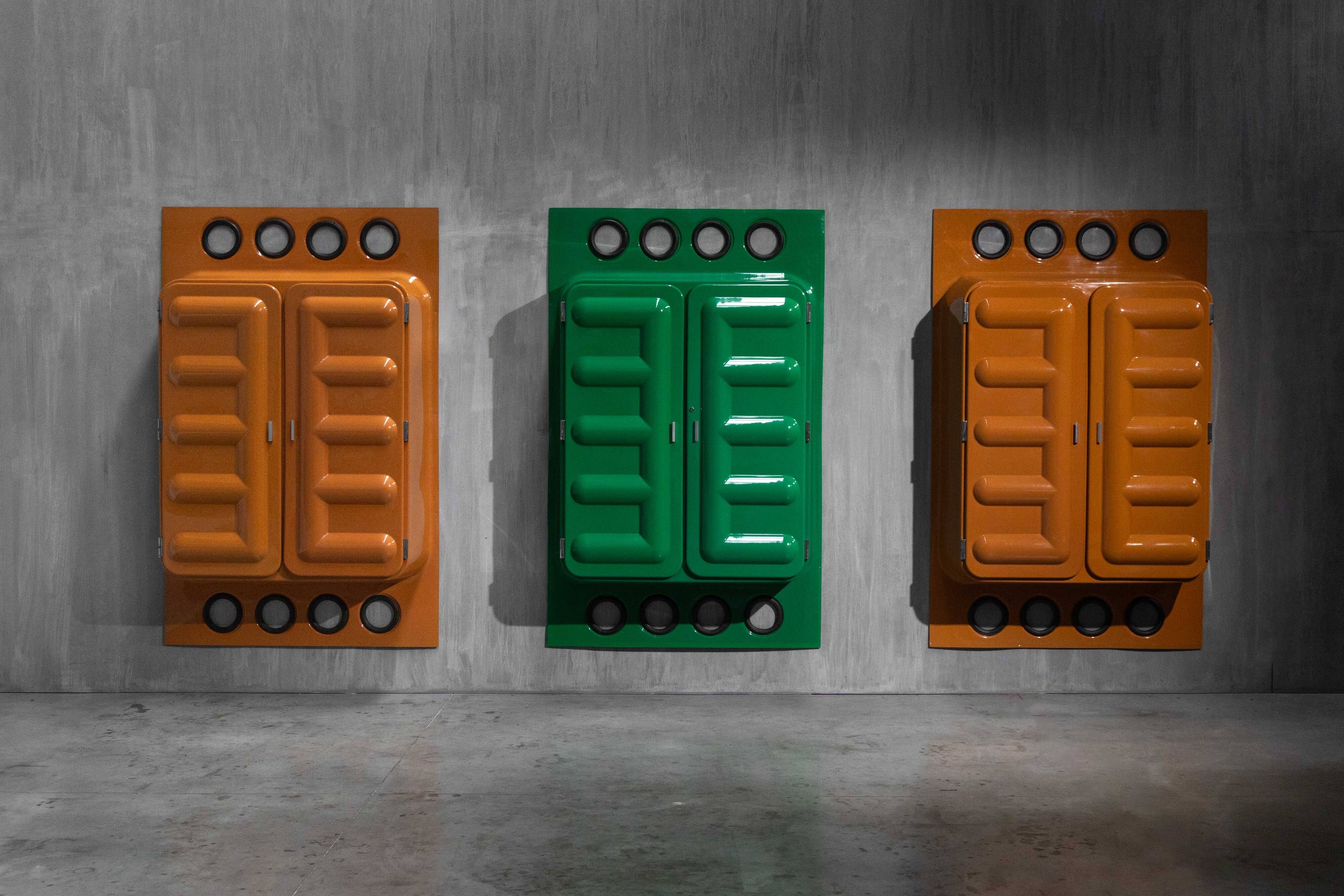 Edition Somop Wardrobe in Orange Molded Plastic, France, 1970s