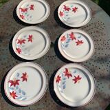 6 earthenware plates Sylvie Hamage Moulin des Loups Nord vintage model