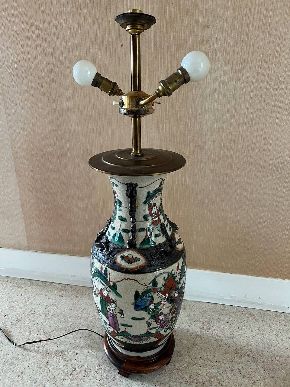 Grande Lampe Vase Chinois "Nankin" – Grès Craquelé