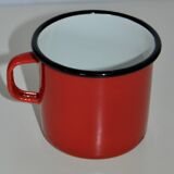 Mug cup red enamelled sheet metal japy
