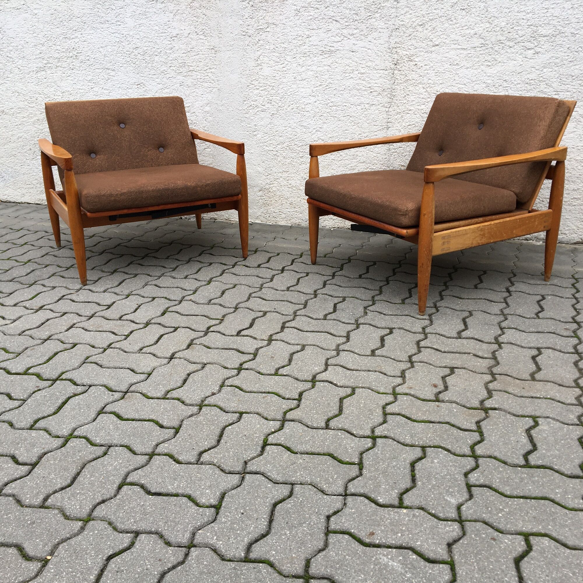 Vintage miroslav navratil lounge chairs adjustable mid century 60s