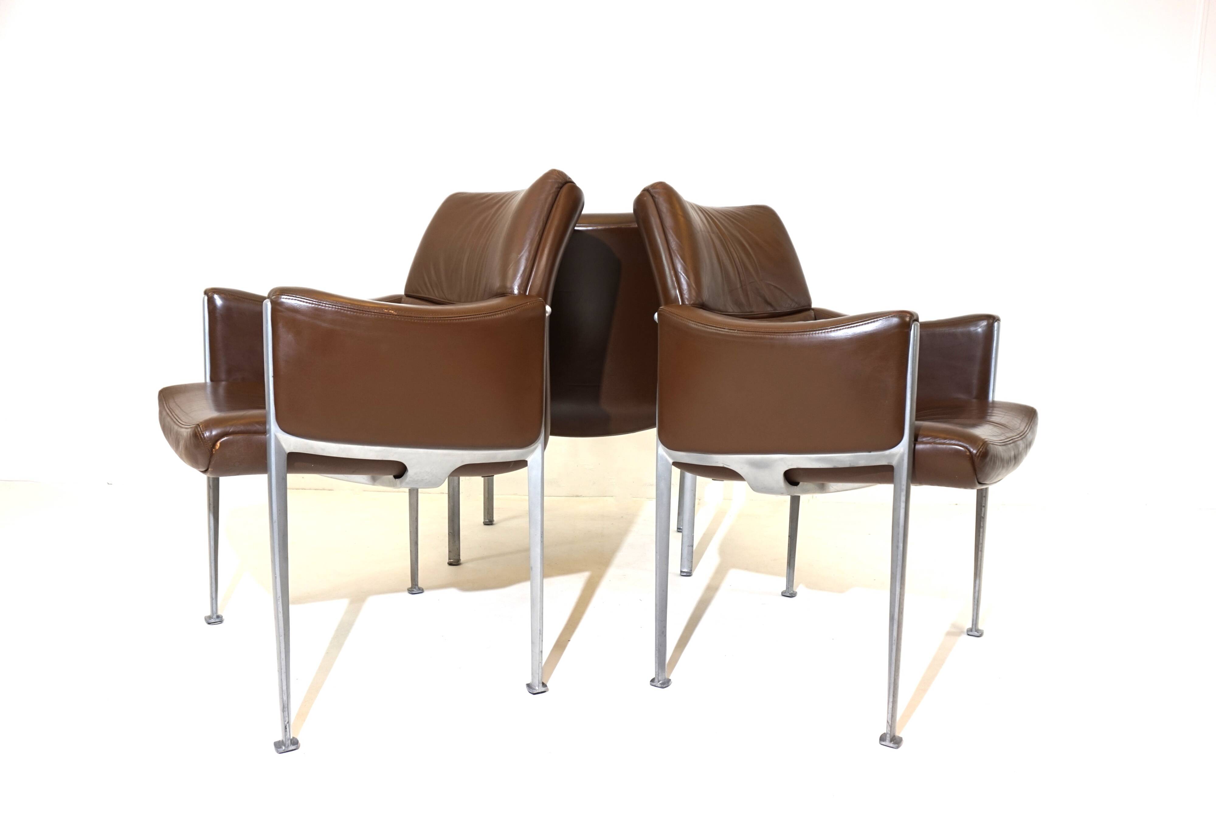 Röder Söhne Set of 3 leather office/dining room chairs by Miller Borgsen